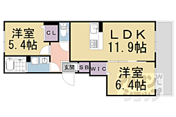 シャーメゾン音羽セカンド 205 2階2LDKの間取り