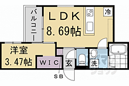 ＲＥＧＡＬＥＳＴ五条大宮 2階1LDKの間取り