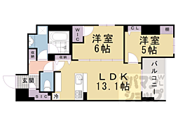 京阪本線 清水五条駅 徒歩4分の賃貸マンション 8階2LDKの間取り