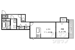 京阪本線 丹波橋駅 徒歩14分の賃貸マンション 1階1LDKの間取り