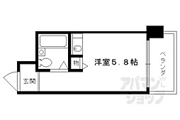 朝日プラザ鴨川II 5階ワンルームの間取り