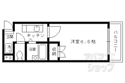 JR山陰本線 円町駅 徒歩4分の賃貸マンション 2階1Kの間取り