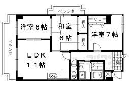 サニーパーク小坂 8階3LDKの間取り
