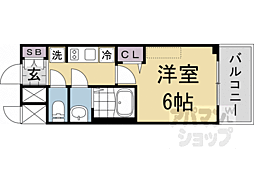 プレサンス十条凜華 5階1Kの間取り
