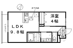 クオリア参番館 1階1LDKの間取り