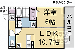 阪急京都本線 西京極駅 徒歩14分の賃貸アパート 2階1LDKの間取り