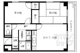 阪急京都本線 西院駅 徒歩10分の賃貸マンション 5階2DKの間取り