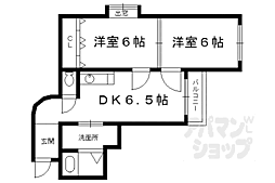 第19長栄サウスヴィラ桂川 2階2DKの間取り