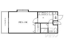 京阪本線 丹波橋駅 徒歩2分の賃貸マンション 1階1Kの間取り