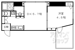 プリオーレ京都駅前 2階1DKの間取り