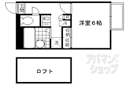 JR奈良線 JR藤森駅 徒歩10分の賃貸アパート 2階1Kの間取り