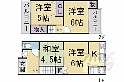 京阪宇治線 桃山南口駅 徒歩4分の賃貸一戸建て 4Kの間取り