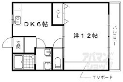JR山陰本線 花園駅 徒歩10分の賃貸マンション 1階1DKの間取り