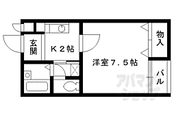 京阪本線 丹波橋駅 徒歩10分の賃貸マンション 3階1Kの間取り