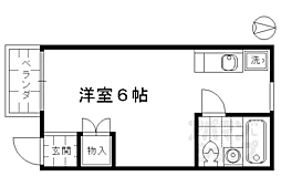 京都市営烏丸線 竹田駅 徒歩5分の賃貸マンション 3階ワンルームの間取り