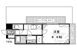 近鉄京都線 竹田駅 徒歩9分の賃貸マンション 6階1Kの間取り