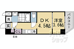 JR山陰本線 花園駅 徒歩2分の賃貸マンション 6階1DKの間取り