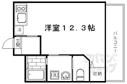 京都地下鉄東西線 二条駅 徒歩3分の賃貸アパート 3階ワンルームの間取り