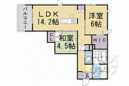 JR山陰本線 太秦駅 徒歩10分の賃貸マンション 1階2LDKの間取り