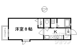 グランツ山田 2階1Kの間取り