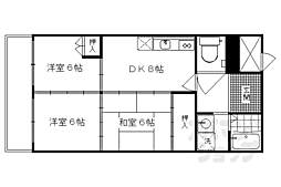 阪急嵐山線 松尾大社駅 徒歩10分の賃貸マンション 1階3DKの間取り