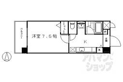 ヴェルキューブ石雲 2階1Kの間取り
