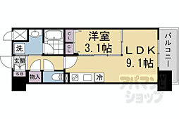 リシュドール梅小路 1LDKの間取図画像