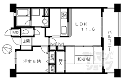 パインフィールド洛南 2LDKの間取図画像