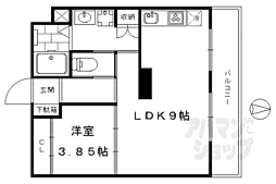 Clair京都桂川 1LDKの間取図画像