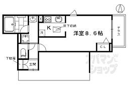 シャーメゾン大石橋 1Kの間取図画像