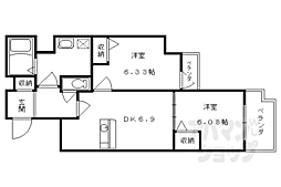 RESIDIA京都駅前 2DKの間取図画像