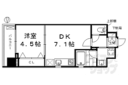 ベラジオ京都七条ウエスト 1DKの間取図画像