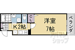 Alpha鴨川(アルファ鴨川) 1Kの間取図画像