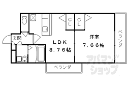 コンフォーレ栗栖野 1LDKの間取図画像