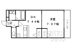 コンフォーレ栗栖野 1LDKの間取図画像