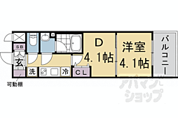 アスヴェル京都西大路SOUTH 1DKの間取図画像