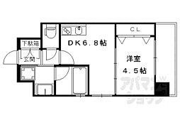 ベラジオ京都烏丸十条2 1DKの間取図画像