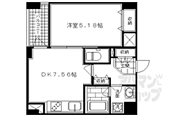 エクセルコート京都五条坂 1DKの間取図画像
