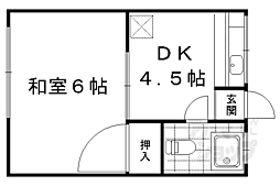 本町マンション 1DKの間取図画像