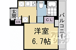 ルミエール京都 1Kの間取図画像