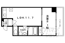 サンクチュアリ山科 1LDKの間取図画像