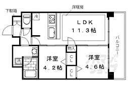 プレサンスTHEKYOTO華苑 2LDKの間取図画像
