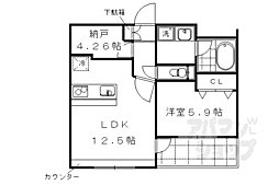 グラシア清水五条 1SLDKの間取図画像