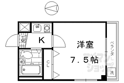 プレジデント河合 1Kの間取図画像