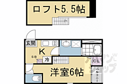 ハーモニーテラス深草東伊達町 ワンルームの間取図画像