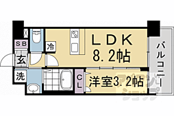 プレサンスTHEKYOTO新町通 1LDKの間取図画像