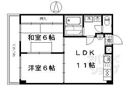 コーポ西ノ庄 2LDKの間取図画像