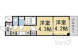 エステムコート京都千雅邸 2Kの間取図画像