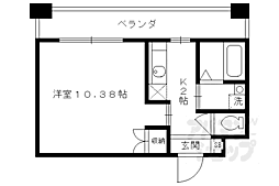 プレジール山科 1Kの間取図画像