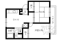 ユニティー小林 2DKの間取図画像